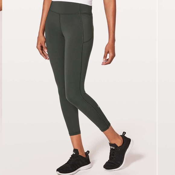 Lululemon Athletica Dark Green Final Lap Crop 23” Leggings women’s size 8 EUC - Picture 1 of 13